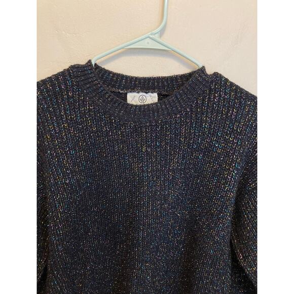 90's Vintage Spring Seasons Black Metallic Long Sleeve Crewneck Sweater S/M - Picture 3 of 11